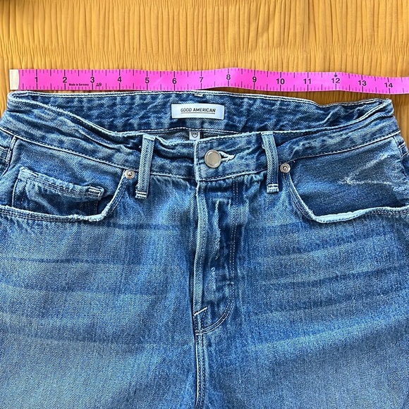 🛍️Hand painted 🌈 ombre rainbow Good American denim mom shorts 100% cotton 2/26 - Picture 4 of 8